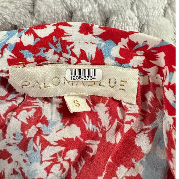 Paloma Blue Alexa Mini Skirt Women's Small Red Blue Silk Ruffle Tiered RTR - Picture 5 of 9